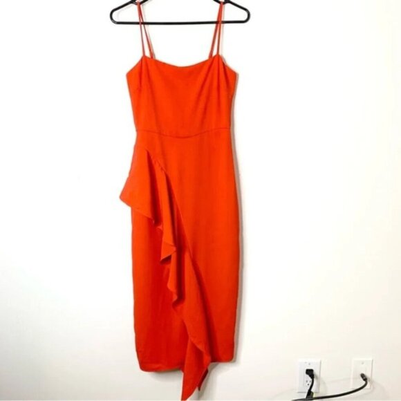 Revolve Lovers and Friends Cleo Midi Dress Bright Red Tiered Ruffles Size XS - Picture 5 of 14